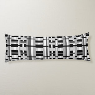 Coussins Longs Plaid en noir blanc et gris