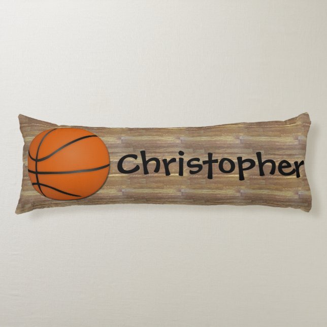 Coussins Longs Plancher en bois de basket-ball personnalisé (Devant)