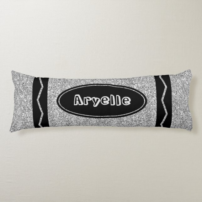 Coussins Longs Platine Parties scintillant Argent Crayon Oreiller (Devant)