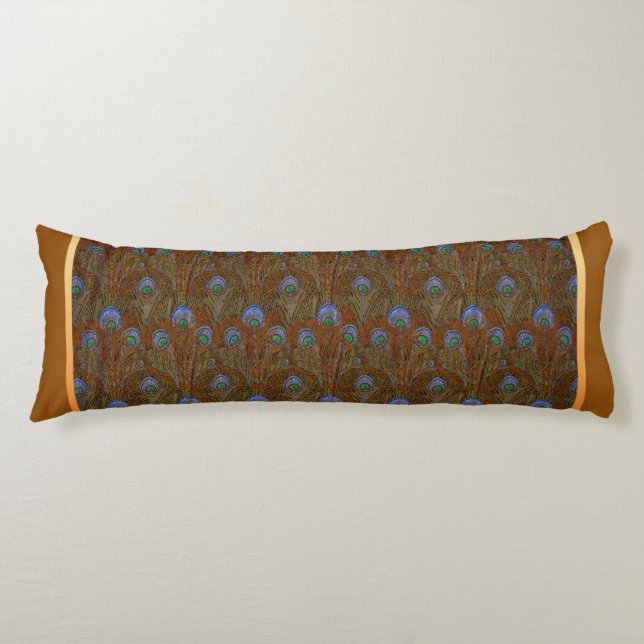 Coussins Longs Plumes Peacock Bleues (Devant)