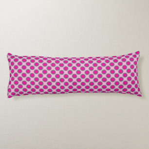 Coussins Longs Points rétro cerclés, fuchsia, gris et rose