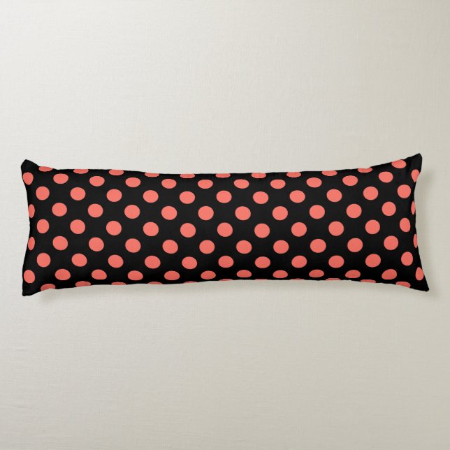 Coussins Longs Pois coralliens vivants sur noir (Dos)