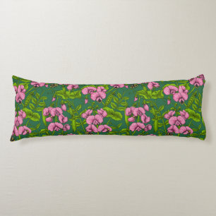 Coussins Longs Pois doux et bourdons, vert et rose