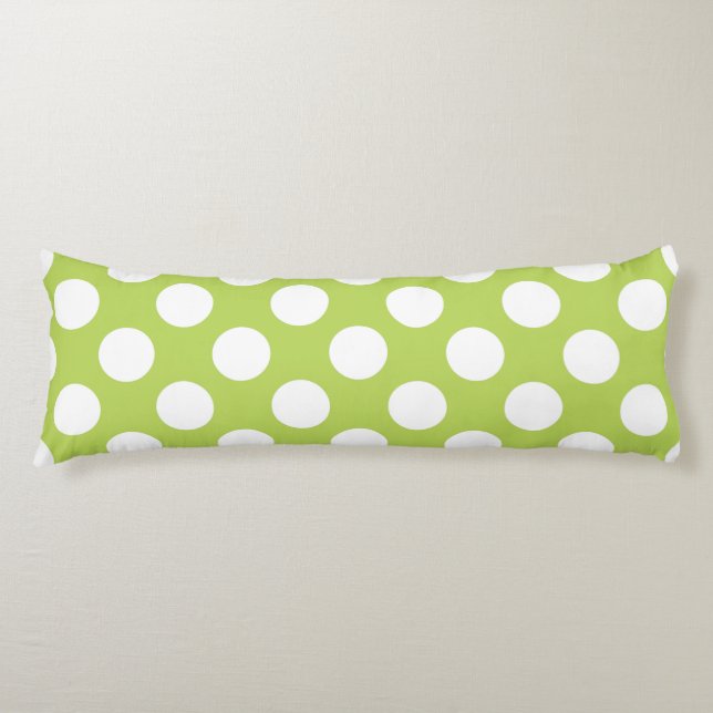 Coussins Longs Pois verts, Motif à points Polka, points, pointill (Devant)