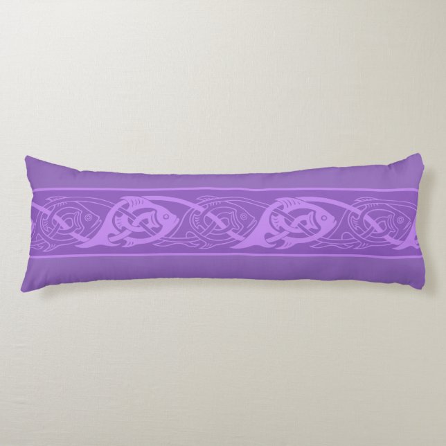 Coussins Longs Poisson à nouer celtique en violet (Devant)