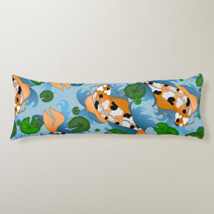 Coussins Longs Poisson Koi éclaboussant et Lys Pond Personnalisé