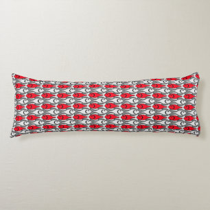 Coussins Longs Poisson moderne du milieu du siècle, rouge et gris