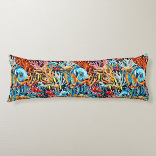 Coussins Longs Poissons Tropicaux Couleurs Vives Vibes d'Été