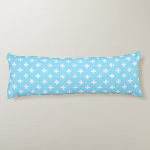 Coussins Longs Polka blanche croise sur bleu bébé