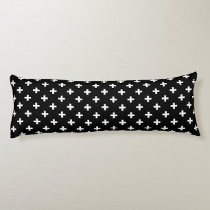 Coussins Longs Polka blanche croise sur noir