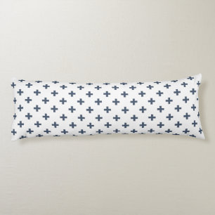 Coussins Longs Polka gris-bleu croise sur blanc