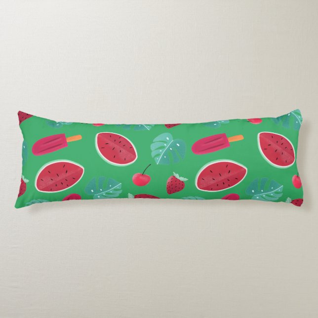 Coussins Longs Popsicle, cerise, fraise et pastèque (Devant)