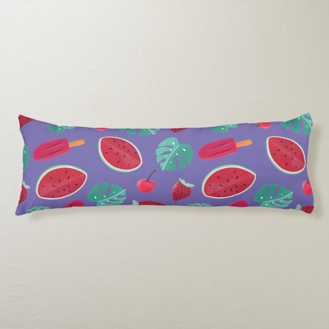 Coussins Longs Popsicle, cerise, fraise et pastèque (Devant)