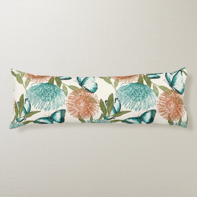 Coussins Longs Poussin floral papillon (Devant)