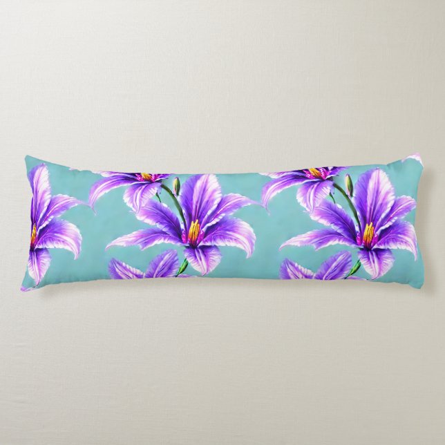 Coussins Longs Purple Lilly du Motif de la Vallée (Devant)