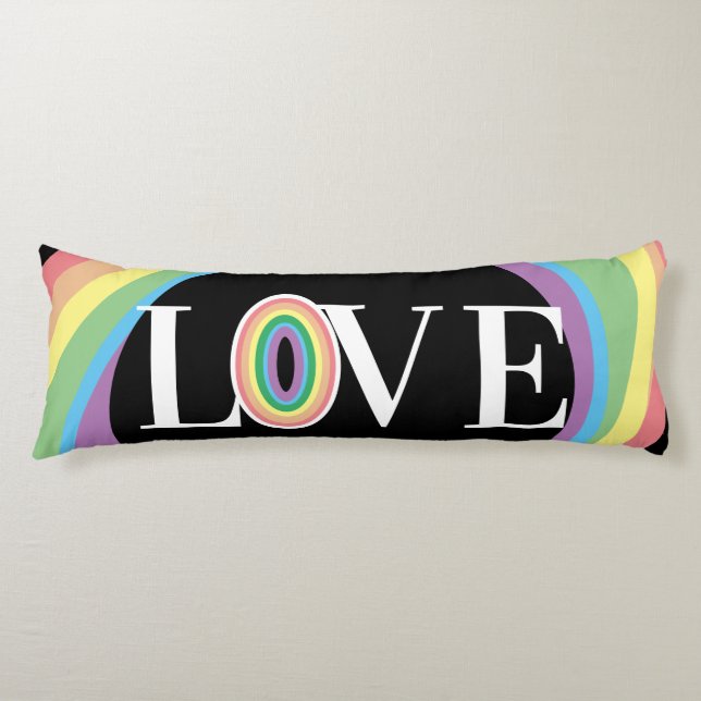 Coussins Longs RAINBOW LOVE noir blanc (Devant)