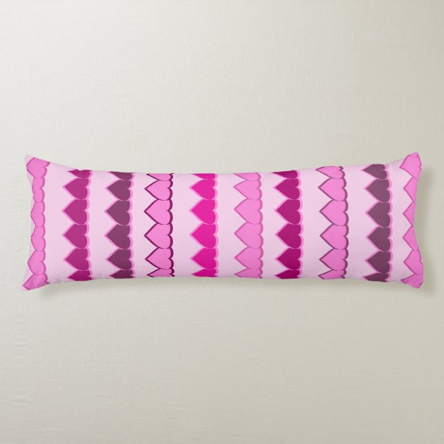 Coussins Longs Rangs de cœurs rose (Devant)