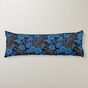 Coussins Longs Ravins et roses bleus