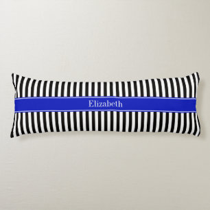 Coussins Longs Rayure Noir Blanc Noir Monogramme Nom