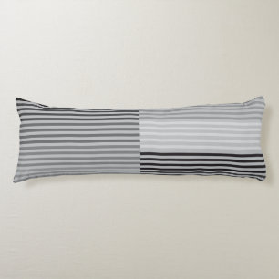 Coussins Longs Rayures grises, noires et blanches