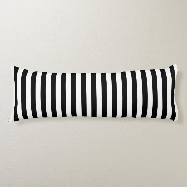 Coussins Longs Rayures horizontales larges noires et blanches à (Devant)