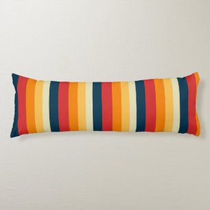 Coussins Longs rayures rouges, bleues, orange et jaunes