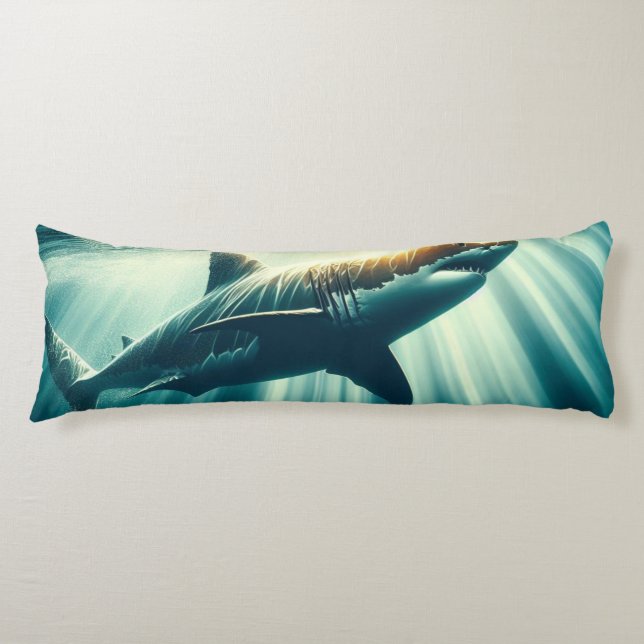 Coussins Longs Requin dans la mer bleue profonde & soleil (Devant)