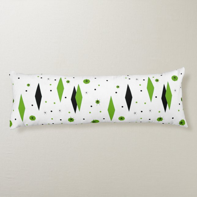 Coussins Longs Retro Green Diamonds & Starburts Corps Oreiller (Dos)
