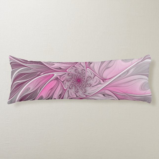 Coussins Longs Rêve de fleur rose fractal, Motif d'Imaginaire flo (Devant)