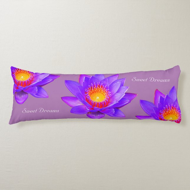 Coussins Longs Rêves doux Lotus Fleurs sur Violet (Devant)