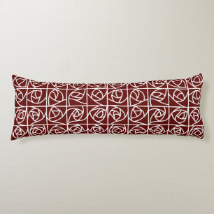 Coussins Longs Rose Art déco Carrés stylisés Floral rouge profond