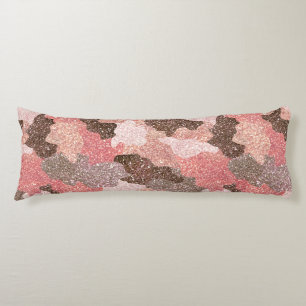 Coussins Longs Rose Gold Faux Parties scintillant Camouflage rose