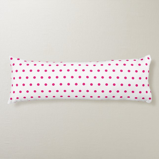 Coussins Longs Rose Petit Pointe Polka Blanc Couleur Personnalisé (Devant)