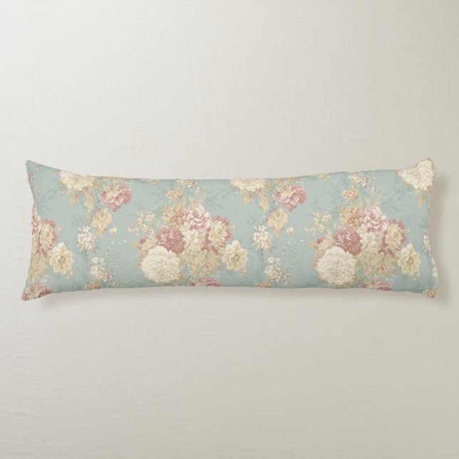 Coussins Longs Roses rose blanc sur Arrière - plan bleu (Devant)