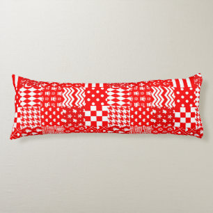 Coussins Longs Rouge blanc Mixte Motif Patchwork Design