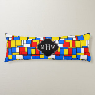 Coussins Longs Rouge Bleu Jaune Mondrian Noir Quatrefoil 3 Monogr
