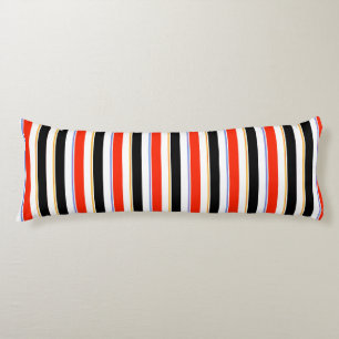 Coussins Longs Rouge Noir Blanc Grilles Lignes Design Motif