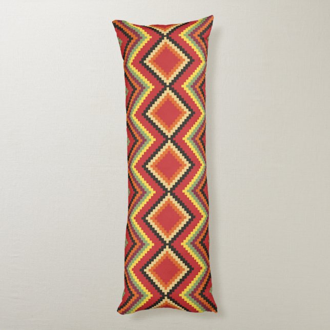 Coussins Longs Rouge Noir Jaune Amérindien Motif de couverture (Dos (Vertical))