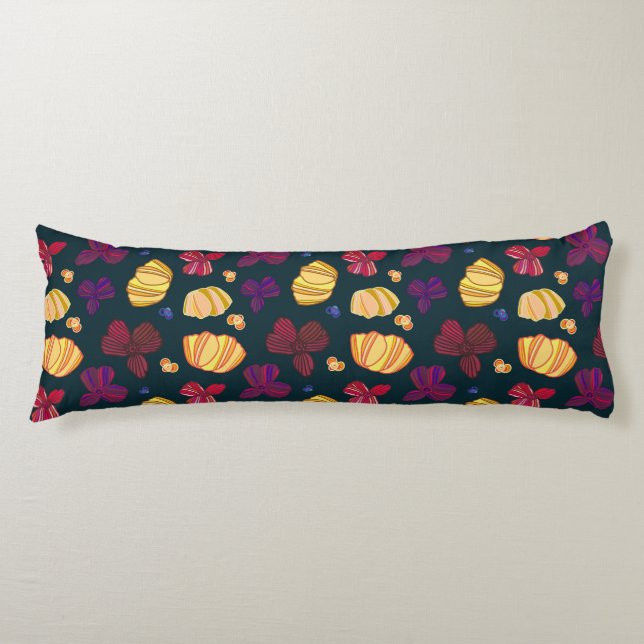 Coussins Longs sac cadeau motif bleu violet jaune (Devant)