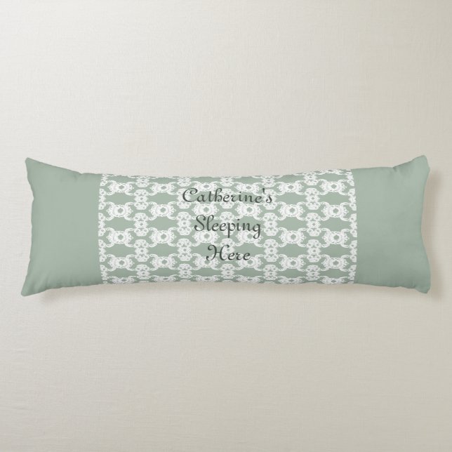 Coussins Longs Sage Green Damask (Devant)