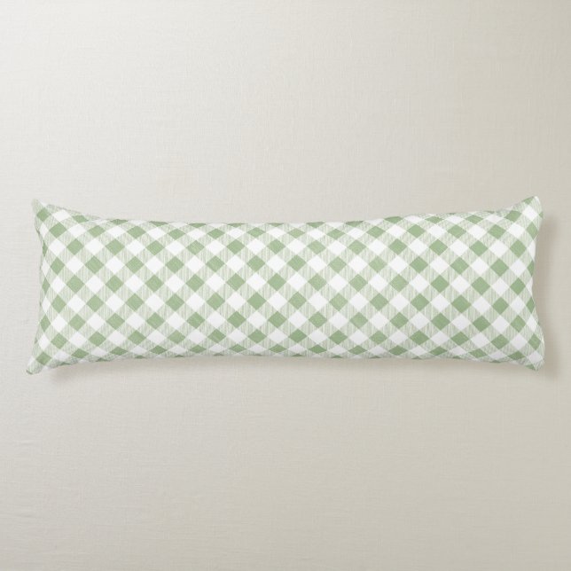 Coussins Longs Sage naturel rustique En vichy Plaid (Devant)