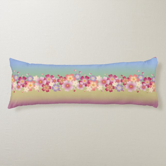 Coussins Longs Sakura Blossoms Mixtes Kimono Style Arc-en-ciel (Devant)