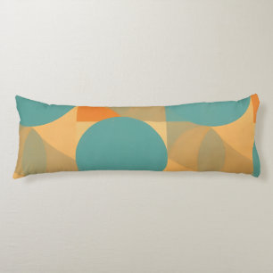 Coussins Longs Sarcelle, Brun clair et Orange dans un motif de st