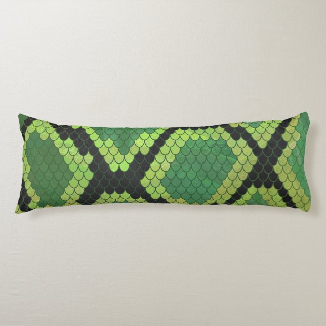 Coussins Longs Serpent noir et vert (Devant)