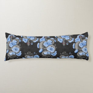 Coussins Longs Serpents et roses bleus