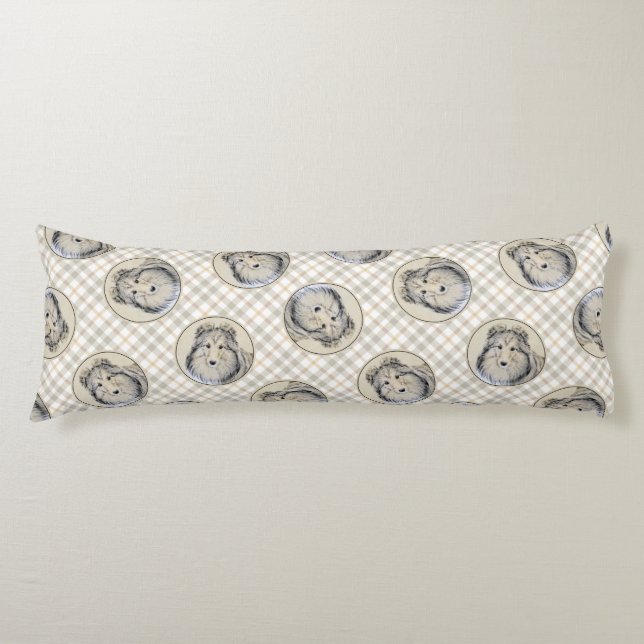 Coussins Longs Shetland Sheepdog Puppy Peinture Sheltie Chien Art (Devant)