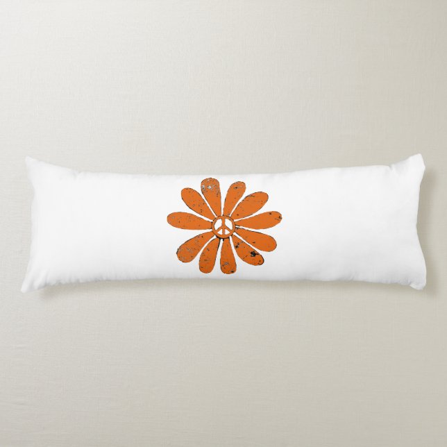 Coussins Longs SIGNE DE PAIX Hippie Fleur Orange Revêtu (Devant)