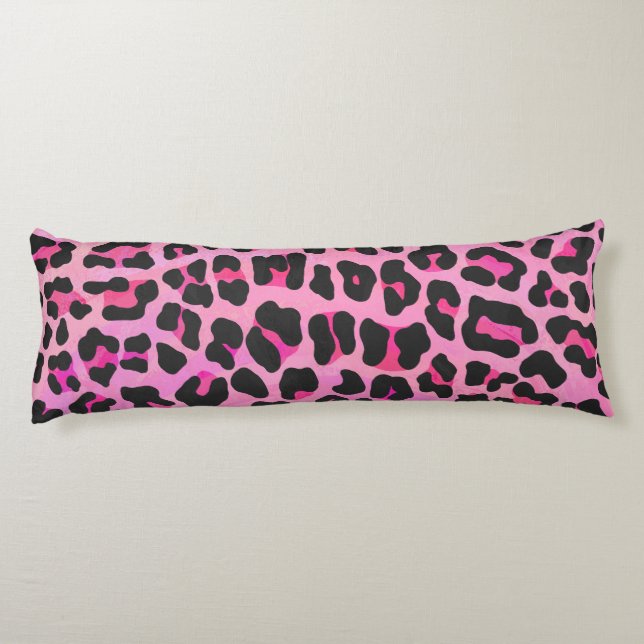Coussins Longs Silhouette rose et léopard noir (Dos)