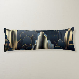 Coussins Longs Silhouette Urbaine en Art Déco