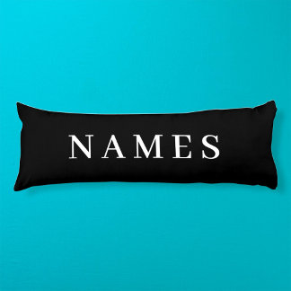 Coussins Longs Simple Black Custom Ajouter Votre Nom Élégant